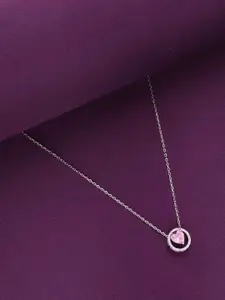 KAI JEWEL 925 Sterling Silver Rhodium-Plated Cubic Zirconia Studded Necklace