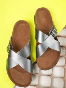 MOZAFIA Women Open Toe Flats with Buckles