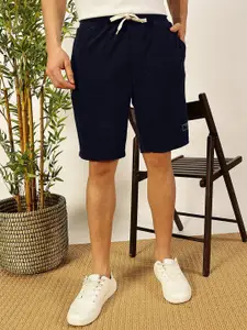 Thomas Scott Men Navy Blue Mid-Rise Relaxed Fit Knitted Shorts