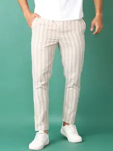 V-Mart Men Striped Regular Fit Trousers