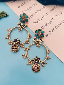 Sangria Gold Plated Stones Studded Drop Earrings