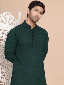 Anouk Men Embroidered Regular Sequinned Pure Cotton Kurta with Pyjamas