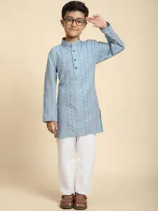 Pro-Ethic STYLE DEVELOPER Boys Printed Pure Cotton Straight Kurta with Pyjamas