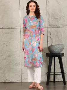 W Women Floral Printed Flared Sleeves Sequinned Kurta