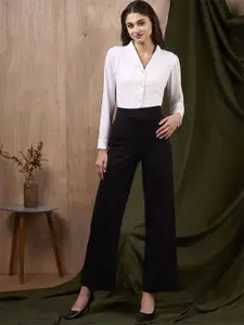 MISH X Women Cuban Collar Solid Formal Shirt