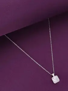 KAI JEWEL 925 Sterling Silver Rhodium-Plated Cubic Zirconia Studded Necklace