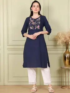 W Women Yoke Design Flared Sleeves Thread Work Kurta