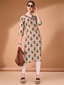 Anouk Rustic Women Floral Printed Cold-Shoulder Sleeves Floral Kurta