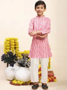 Cutiekins Boys Abstract Printed Mandarin Collar Straight Kurta with Pyjamas