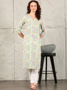 W Women Floral Printed Thread Work Kurta