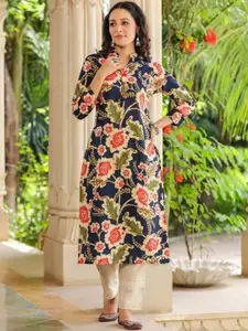 Sa Rasa Women Floral Printed Thread Work Kurta