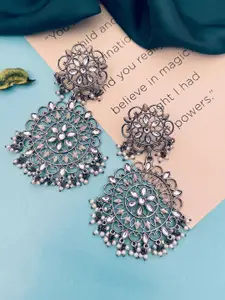 Sangria Silver Plated Stone Studded Earrings