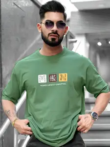 Maniac Men Typography Printed Round Neck Pure Cotton T-shirt