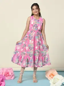 FASHION DREAM Floral Print Georgette Fit & Flare Midi Dress