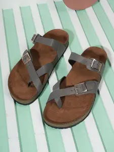 MOZAFIA Women Open Toe Flats with Buckles