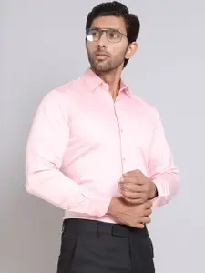 Indian Needle Men Classic Spread Collar Solid Satin Formal Shirt