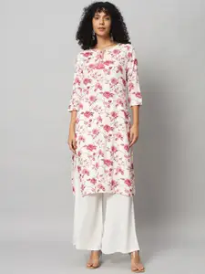 Sa Rasa Women Floral Printed Mirror Work Kurta