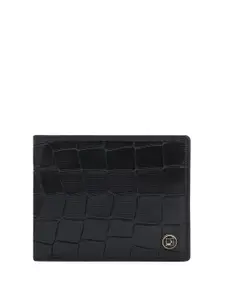 Da Milano Men Textured Leather Two Fold Wallet MW-10389OLBLACKCRO-BLACK