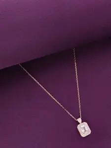 KAI JEWEL 925 Sterling Silver Rose Gold-Plated Cubic Zirconia Studded Necklace