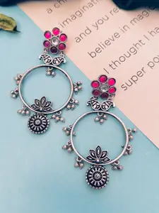 Sangria Silver Plated Stone Studded Earrings
