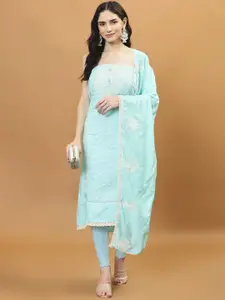 Meena Bazaar Embroidered Art Silk Unstitched Dress Material