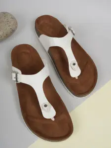 MOZAFIA Women T-Strap Flats with Buckles