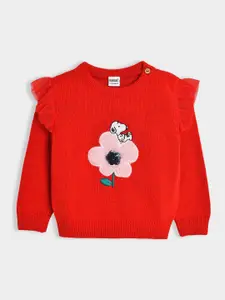 MiArcus Peanuts Snoopy & Floral Pattern Sweater