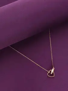 KAI JEWEL 925 Sterling Silver Rose Gold-Plated Cubic Zirconia Studded Necklace