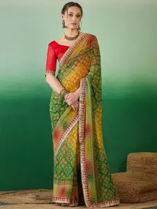 Mitera Bandhani Embroidered Pure Georgette Saree