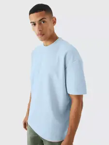 PRONK Men Solid Round Neck Cotton Oversized T-shirt