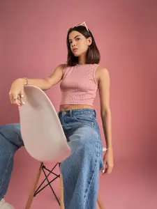 DressBerry Women Self Design Round Neck Top