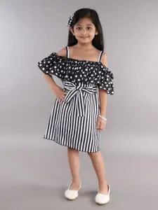 Pink Chick Striped Off-Shoulder A-Line Dress