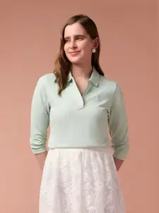 U.S. Polo Assn. Women Solid Polo Collar Cotton T-shirt