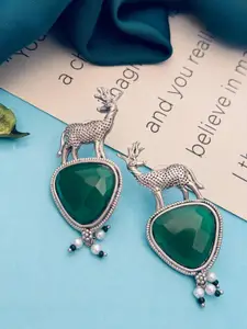 Sangria Silver Plated Stone Studded Earrings