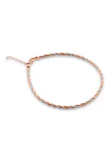 925 SILLER Sterling Silver Rhodium-Plated Single Anklet