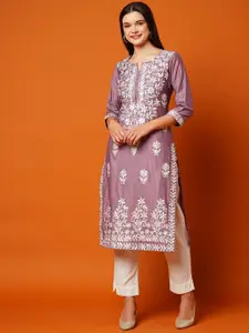 GoSriKi Women Ethnic Motifs Embroidered Chikankari Kurta