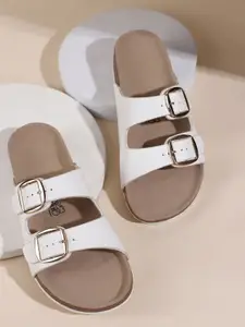 LOUD POUT Women Open Toe Flats with Buckles