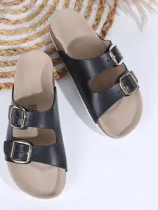 LOUD POUT Women Open Toe Flats with Buckles