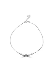 925 SILLER Sterling Silver Rhodium-Plated Single Anklet