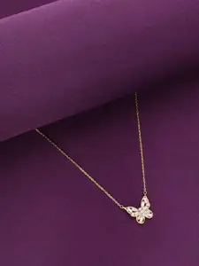 KAI JEWEL 925 Sterling Silver Gold-Plated Cubic Zirconia Studded Necklace