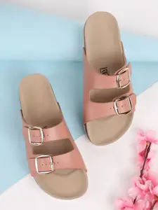 LOUD POUT Women Open Toe Flats with Buckles