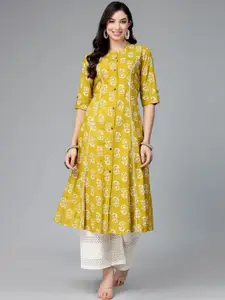 Stylum Floral Printed Mandarin Collar A-Line Kurta