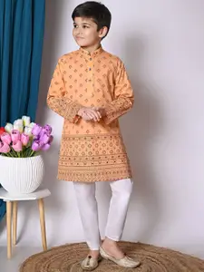 BAESD Boys Printed Regular Pure Cotton Kurta with Pyjamas