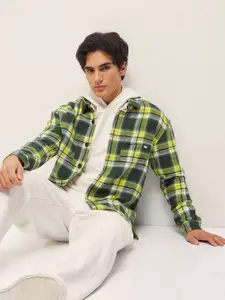 THE BEAR HOUSE Men Spread Collar Tartan Checked Cotton Relaxed Fit Casual Shirt