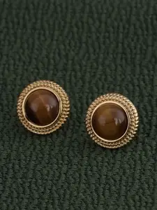 PALMONAS Gold Plated Stainless Steel Artificial Stones Studs