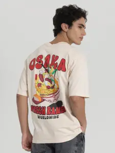 Snitch Men Graphic Printed Round Neck Cotton Oversized T-shirt