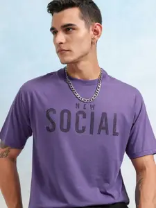 HIGHLANDER Men Cotton Typography Printed Short Sleeves T-shirt