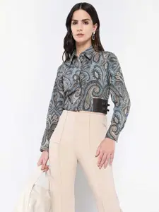 RAREISM Women Comfort Cutaway Collar Ethnic Motifs Printed Cotton Casual Shirt