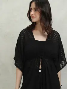 Vishudh Women Longline Tie-Up Shrug