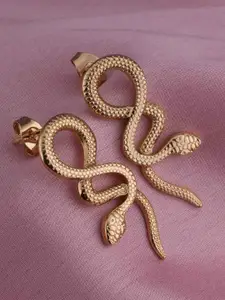 PALMONAS Stainless Steel Gold-Plated Animal Shaped Drop Earrings